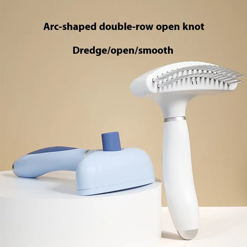 Stainless steel double row dog grooming comb in light blue and white colour options