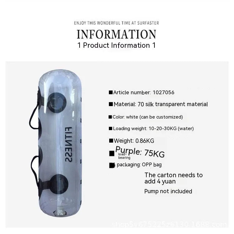 Transparent PVC water bag dumbbell filled with water for adjustable weight strength training