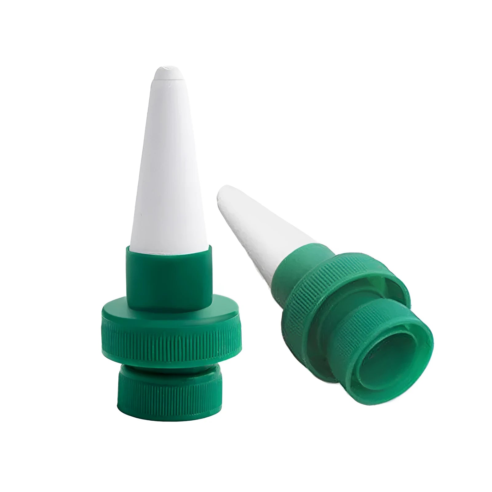 Green ceramic bottle dripper for automatic plant watering measuring 20-24cm in length