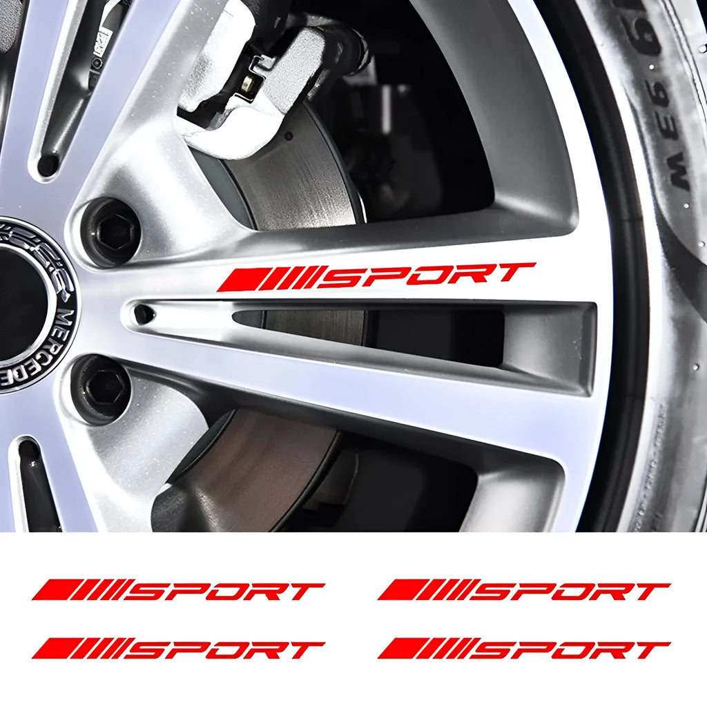 Hollow design black sports car sticker for alloy wheel rims and mirrors measuring 10 by 0.7 centimetres