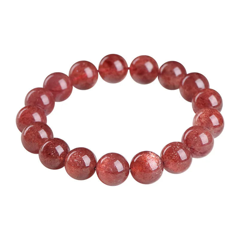 Natural starlight cherry red strawberry quartz bracelet with geometry-shaped beads in crystal material