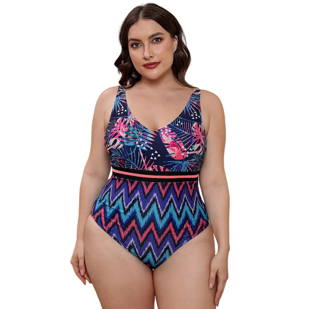 Women's printed stripe one-piece swimsuit with spaghetti straps in blue, white, or green colour options