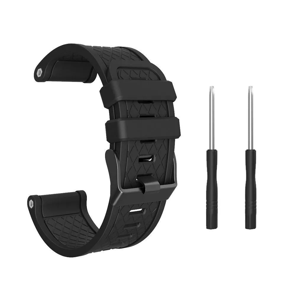 Jiaming 26mm silicone sports watch strap with stainless steel buttons in multiple colour options