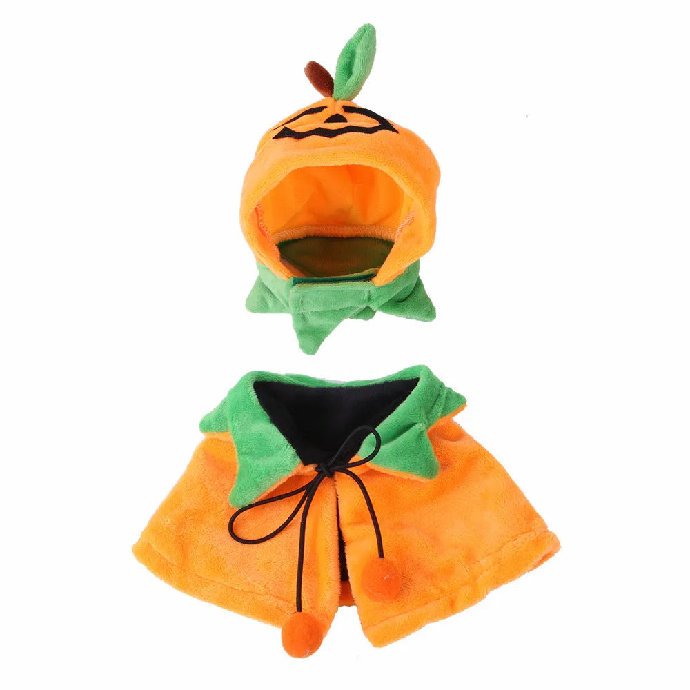 Halloween pumpkin double-sided dog cloak cat costume in plush fabric
