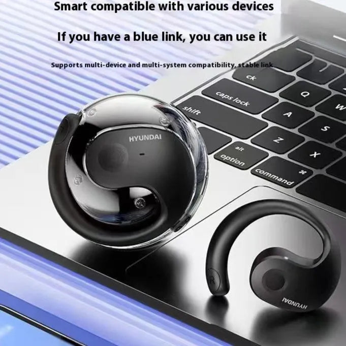 Coconut Ball wireless Bluetooth ear-mounted headset in Dark Night black with ear hook design