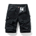 Men's cotton shorts with zipper and multiple pockets in army green, Korean fifth pants style
