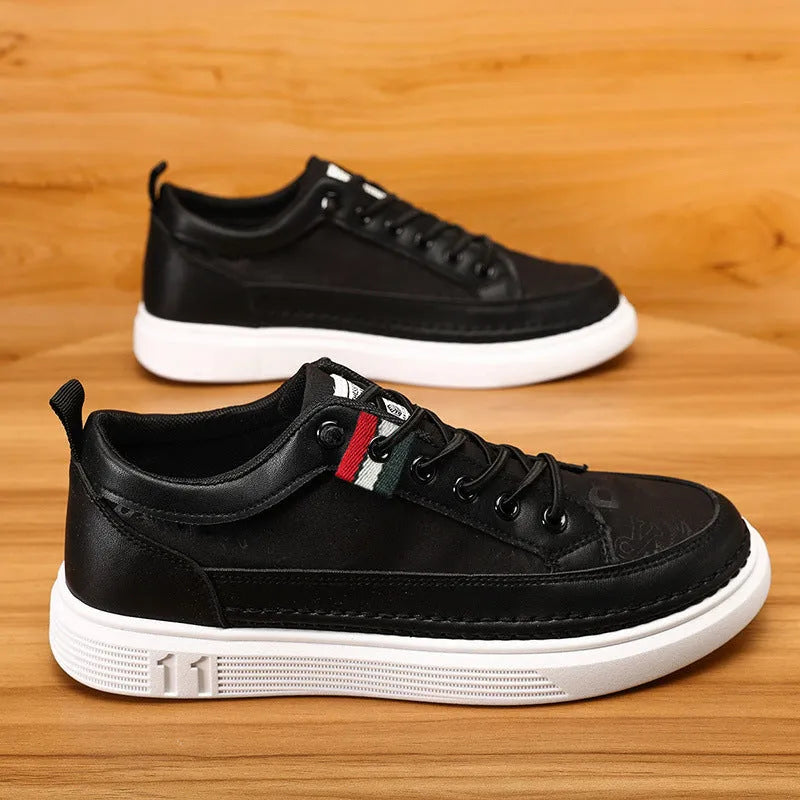 Men's casual bandage-style sneakers in high-top design with round toe and PVC sole
