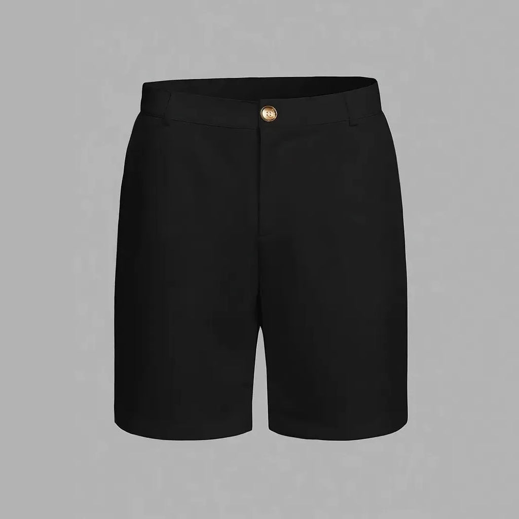 Men's cotton blend casual sports shorts in solid colours with straight-leg Korean style design