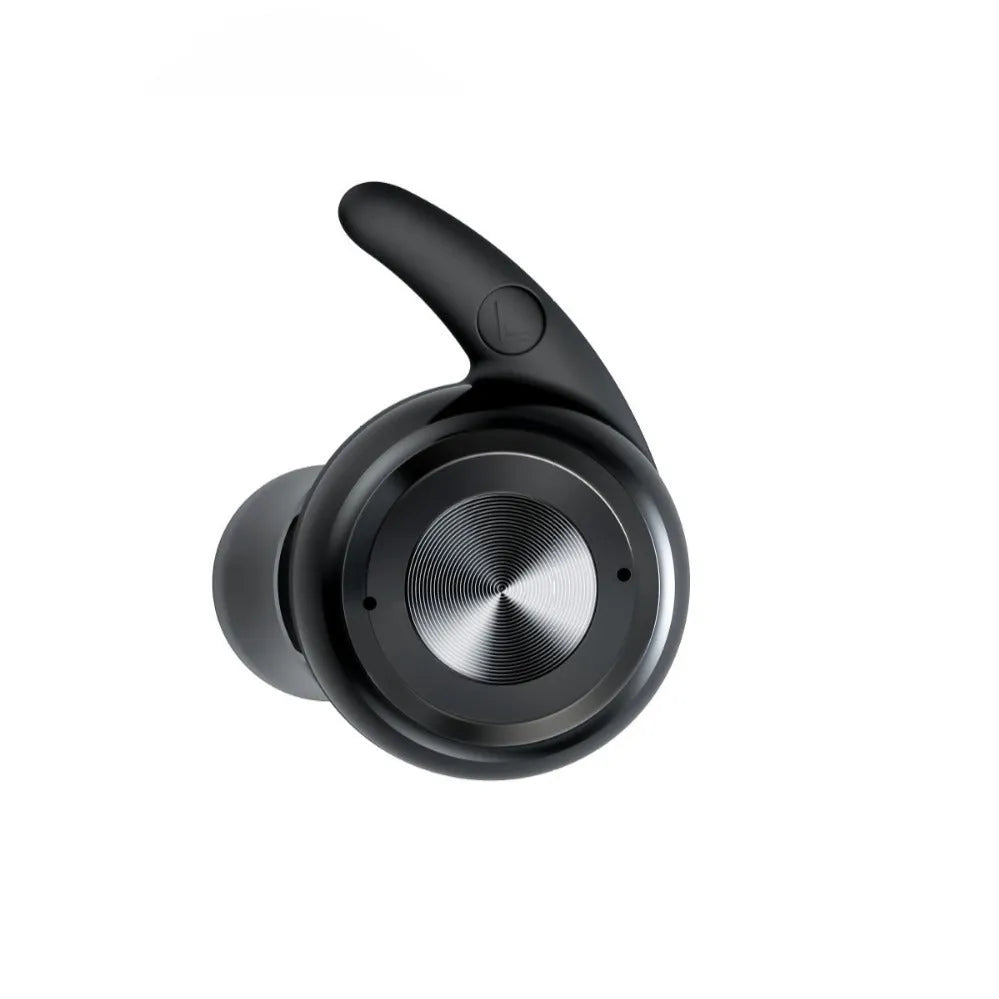 G-36 rechargeable Bluetooth hearing aid in black with ear hook, USB cable, and instruction manual