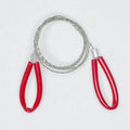 German stainless steel survival wire saw with leather hand case showing extended wire blade