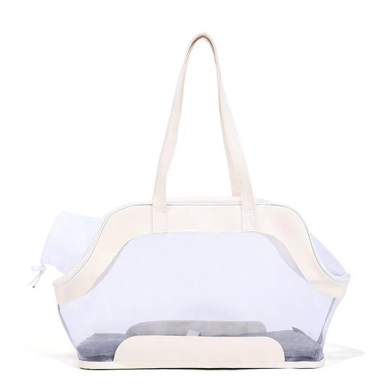 MOORPET leather cat carry bag in Milan White colour showing 25 litre capacity.