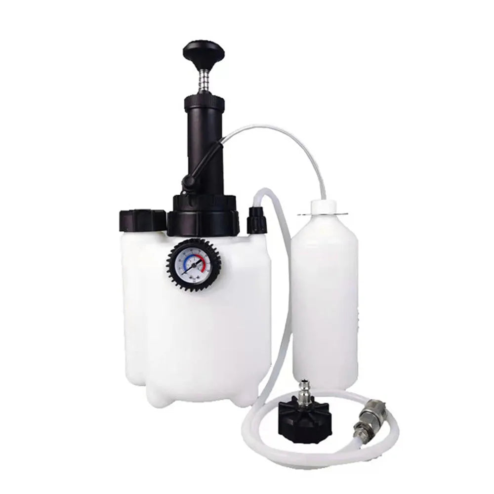 White 3-litre brake oil tank replacement tool with copper and iron components for automotive maintenance