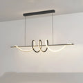 Three ring minimalist LED long bar restaurant pendant light in black finish with iron body