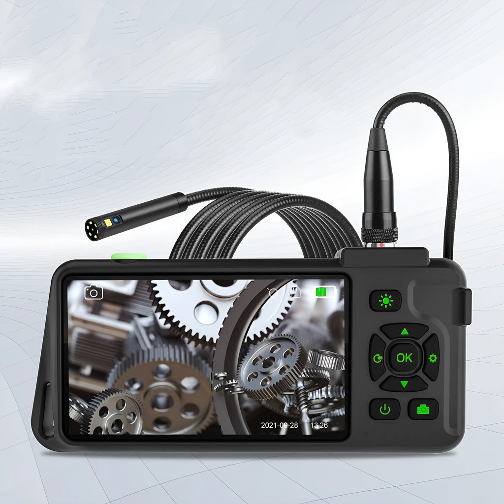 Portable industrial endoscope with 4.5-inch screen and 1-metre cable for automotive inspection