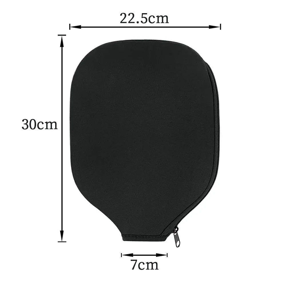 Black neoprene protective sleeve for table tennis racket on solid background