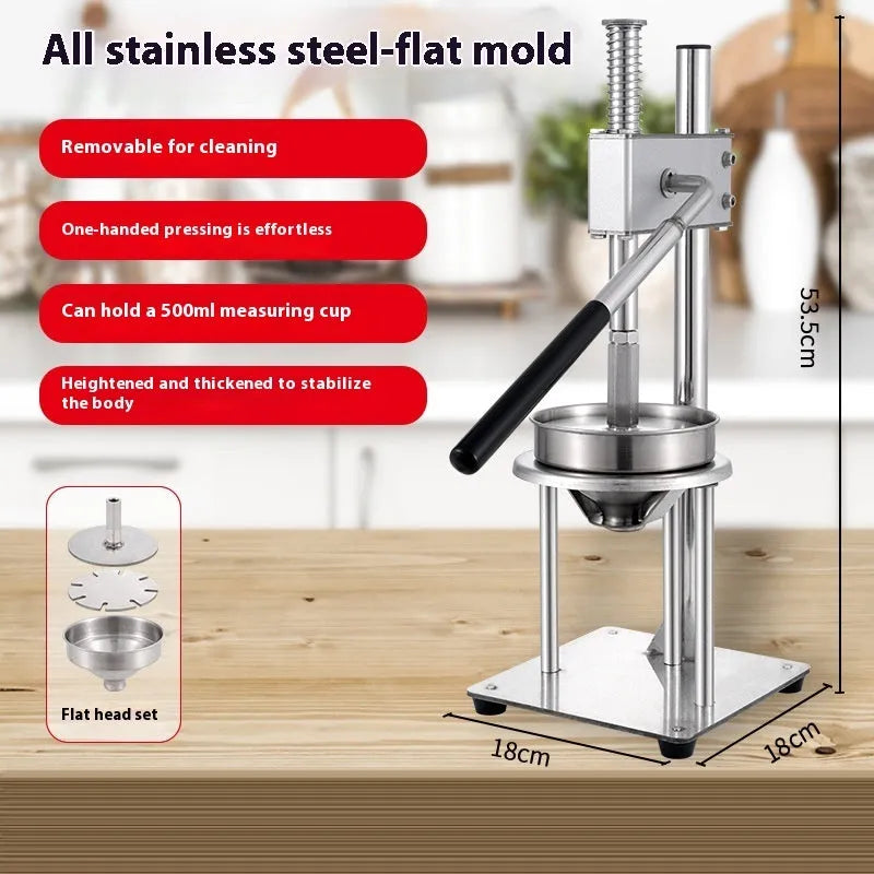Commercial manual orange juice juicer with stainless steel construction and 480cm nylon cone