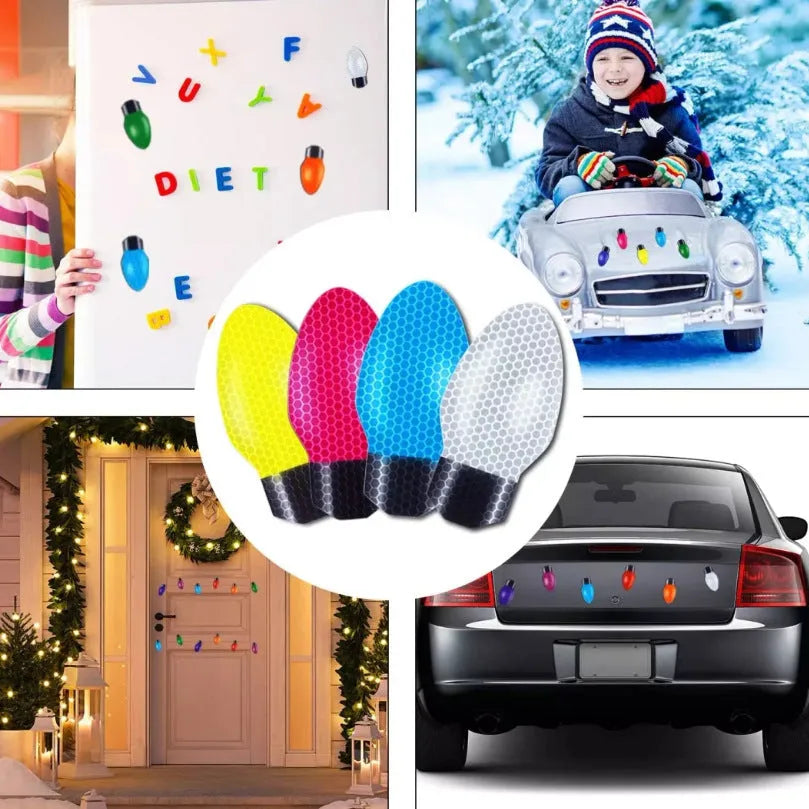 Christmas reflective magnetic paste light bulbs for car refrigerator garage decoration