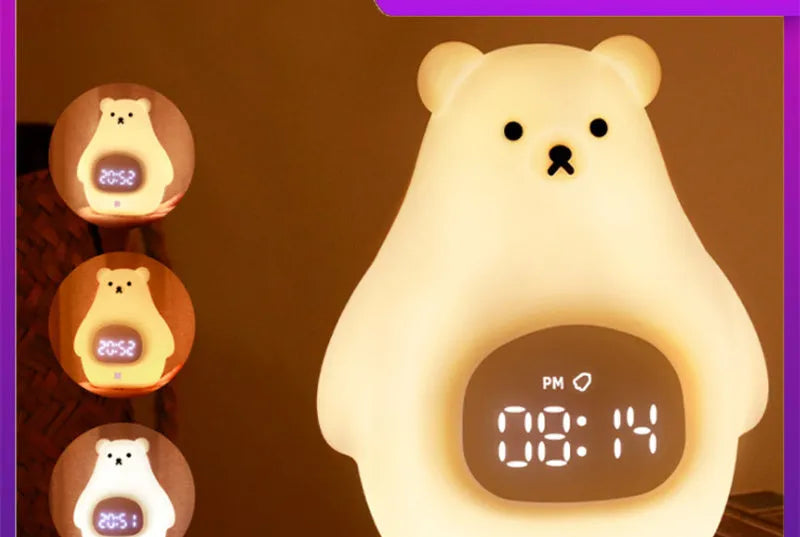 Big white bear silicone night light with remote control and timer functions