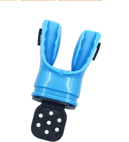 Plastic free edible silicone diving mouthpiece in multiple colours showing 110mm length.