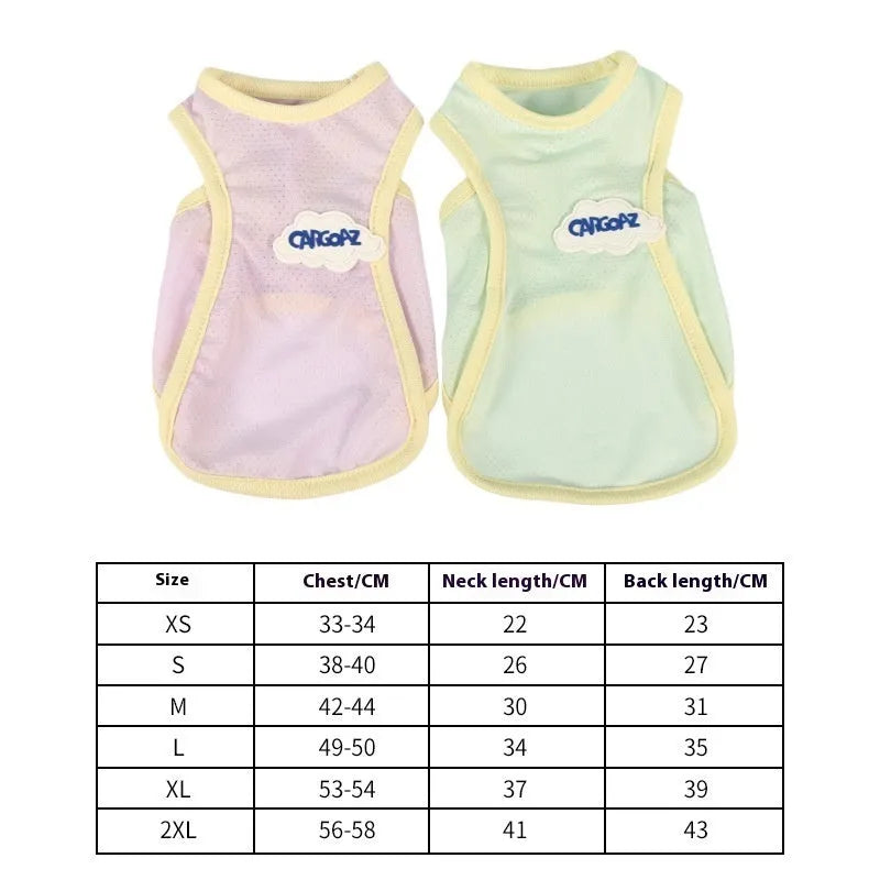 Lightweight polyester mesh cat vest in grass green colour with sports styling
