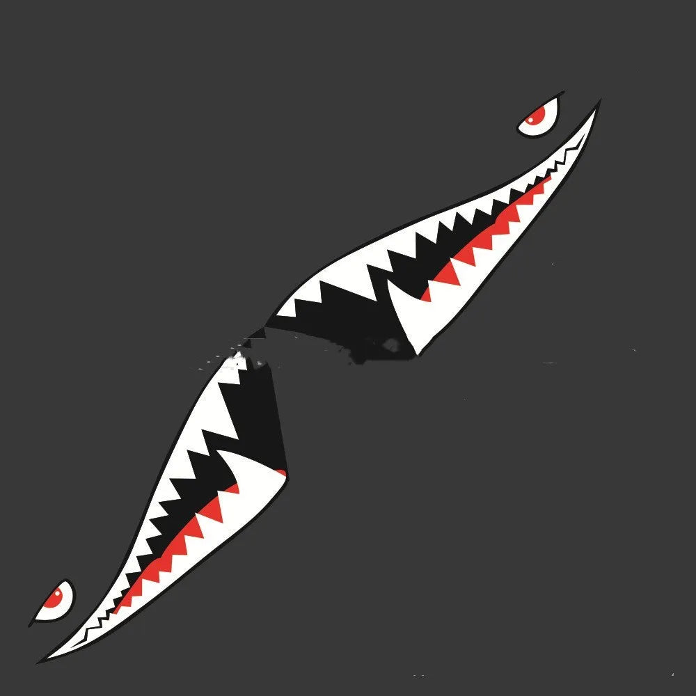 Large shark design car body sticker vinyl decal shown on a vehicle door.