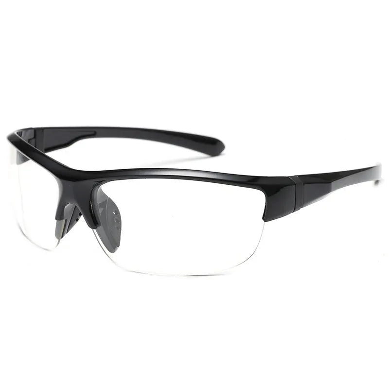 Men's windproof cycling sunglasses with semi-frameless PC frame in multiple colour options