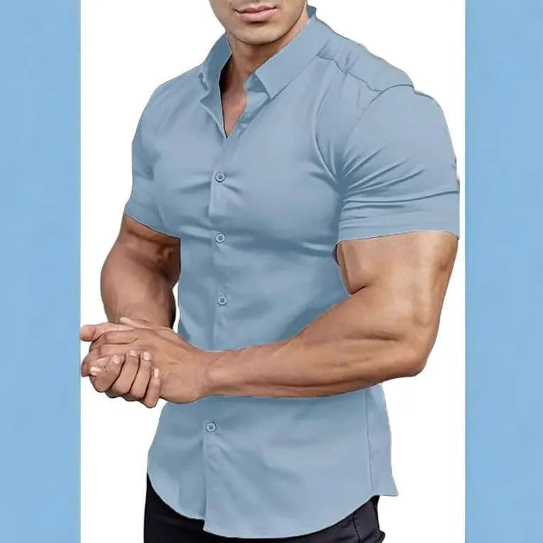 Men's casual short sleeve printed shirt with collar in regular fit, available in multiple colours.