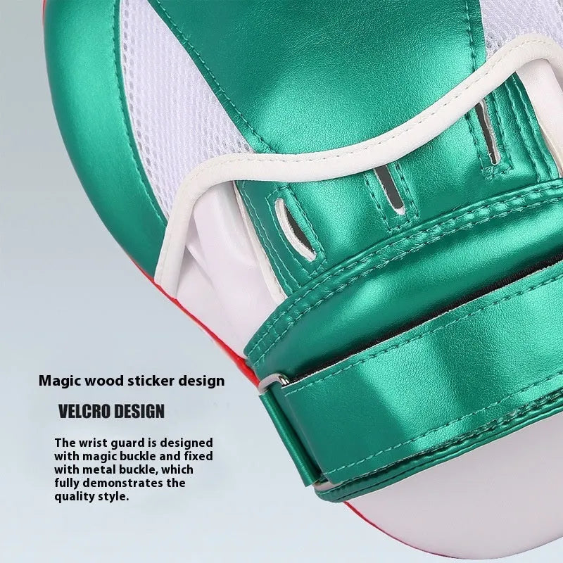 Vertical Sanda baffle target for boxing training in gold or green PU leather