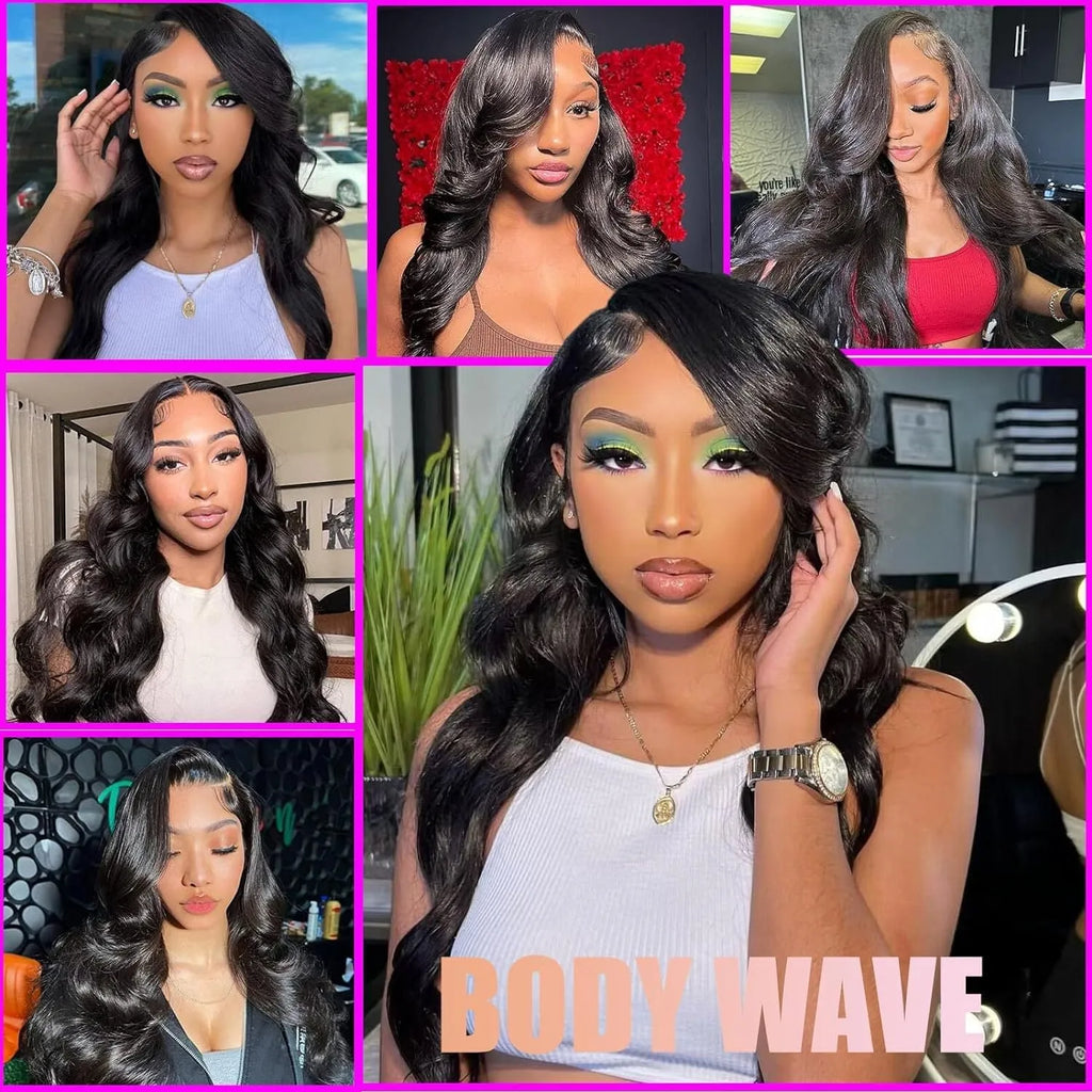 Black medium-long curly synthetic full-head wig with natural wave pattern