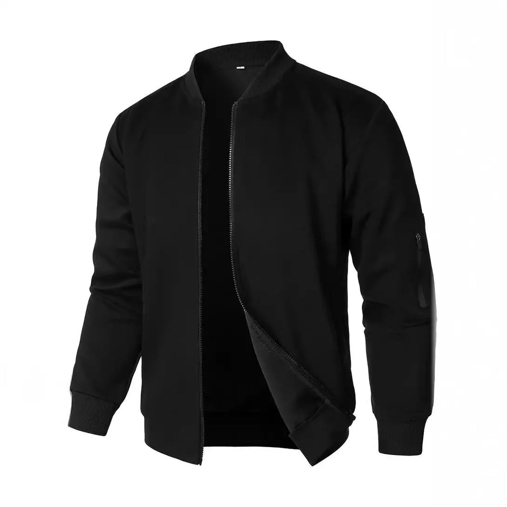 Men's loose fit knitted jacket in cotton with polyester lining, business casual style
