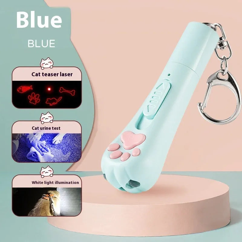 Cat laser charging toy in pink, cream or sky blue colour with self-hi function for interactive pet play