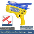 Children's plastic light-up catapult plane launch gun toy with 24cm glow aircraft in blue