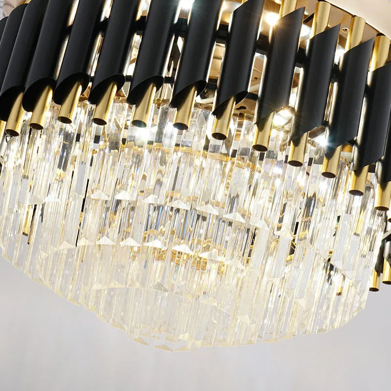Crystal chandelier ceiling fan light with remote control in 42 inch or 48 inch size options
