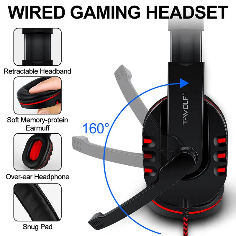 Thunder Wolf T800 gaming keyboard mouse combo set with backlit keys and included headset on mouse pad