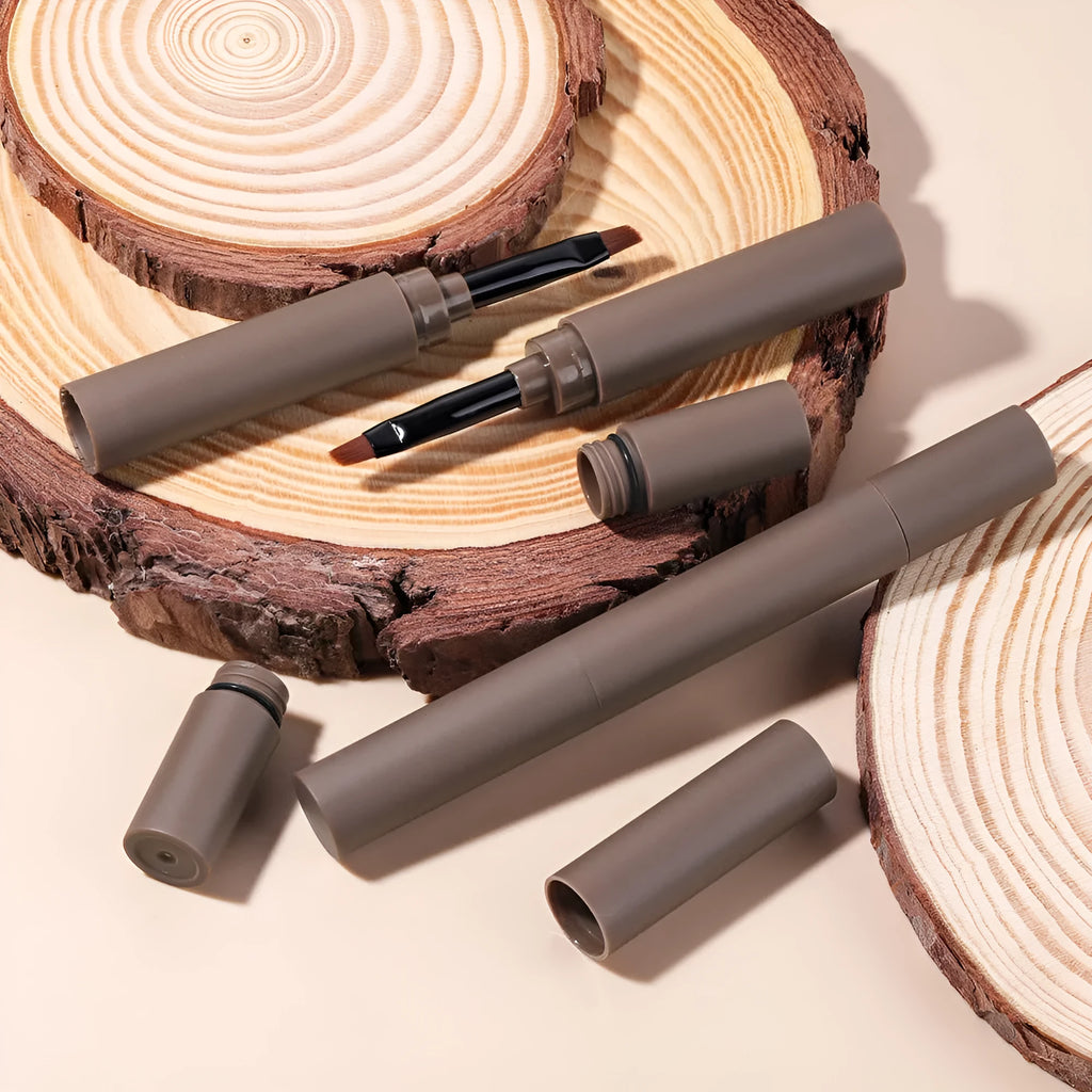 Double-headed eyebrow cream showing pencil and powder ends in one of five colour shades.