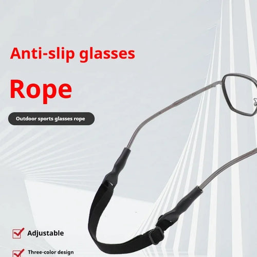 Black adjustable glasses cord with silicone hooks for anti-slip retention on spectacles