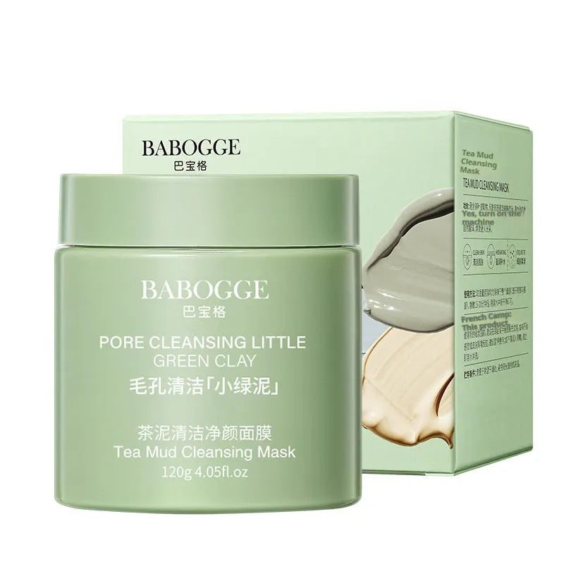 Tea mud clay cleansing facial mask in a 120g pot for deep cleansing
