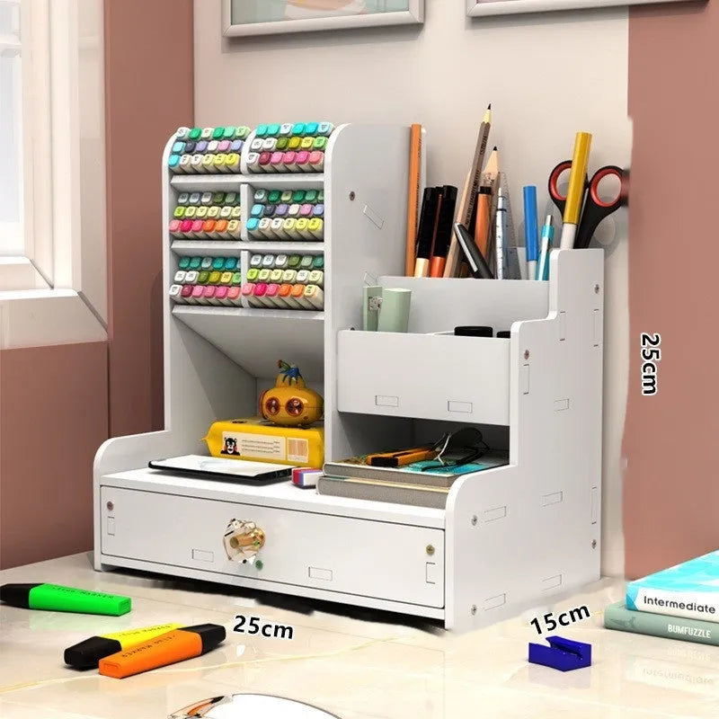 Square plastic pen holder storage box with oblique insertion compartments for writing instruments