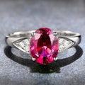 Women's silver ring with natural zircon stone in heart, water drop, or bell design in blue, green, light blue, or red
