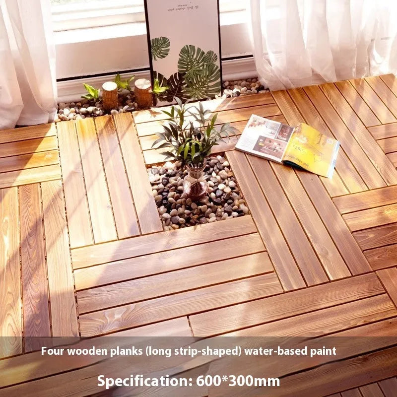 Camphor pine wood flooring tiles 30x30cm for balcony indoor outdoor use