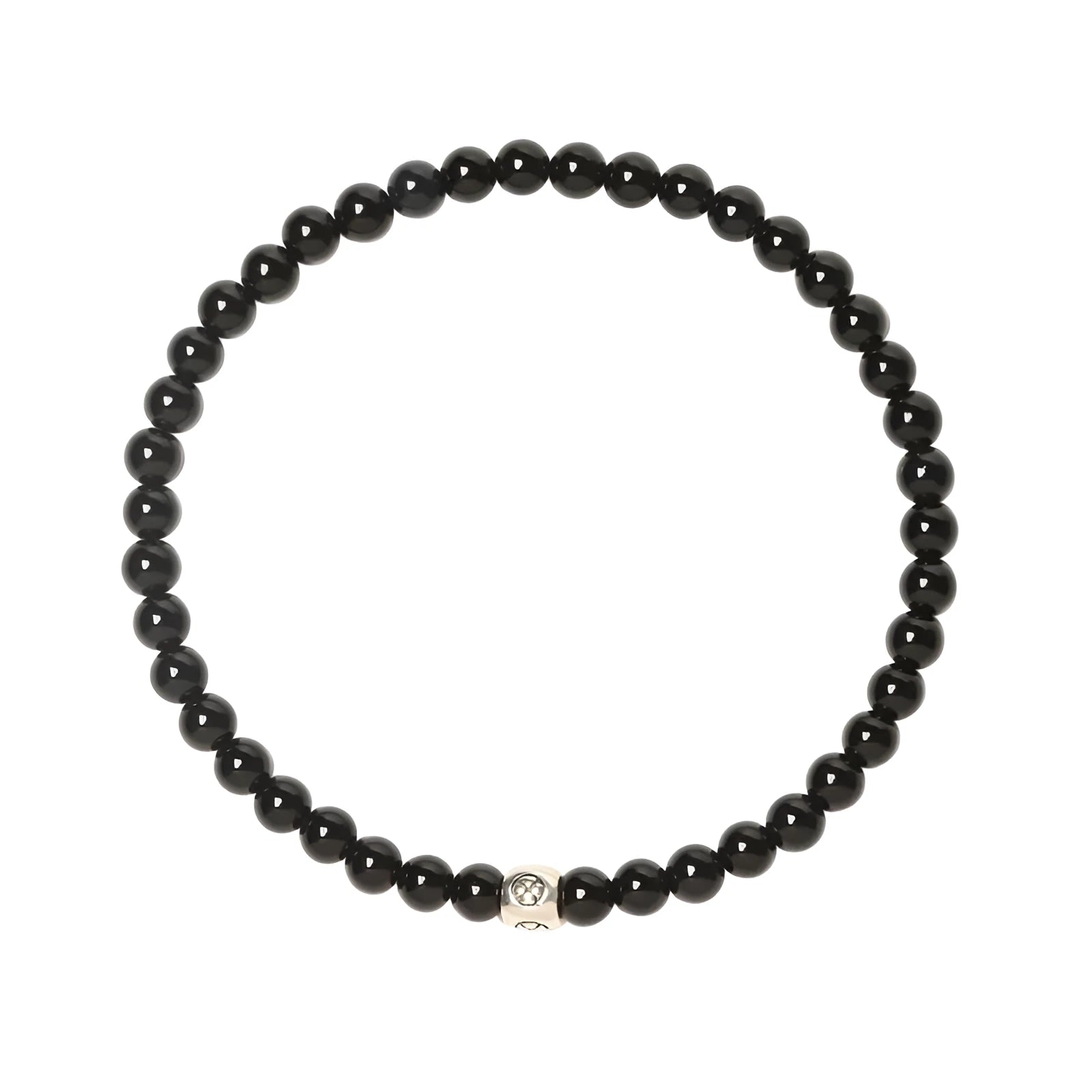 Unisex geometric bracelet with black agate, blue San and obsidian beads approximately 4mm in size