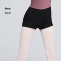Black cotton women's dance shorts for ballet practice and fitness exercise
