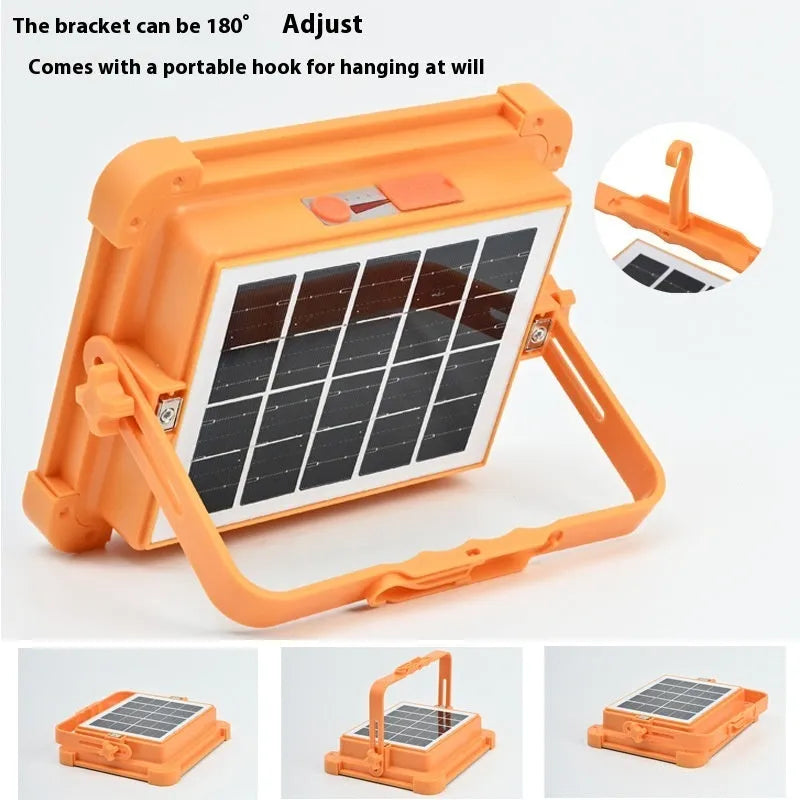 Portable square camping lantern with high-power 100W illumination, IP66 rated, size 215x180mm