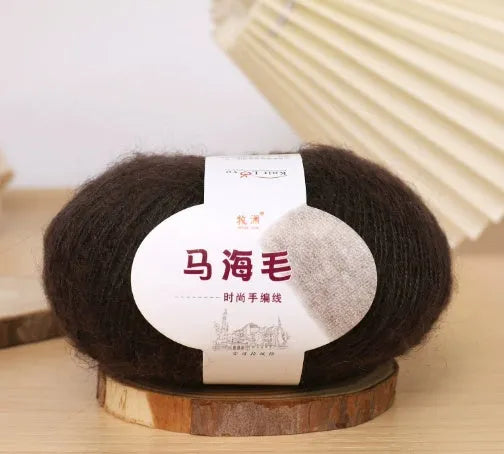Mohair wool ball for DIY scarf knitting kit with Inverness thread in multiple colour options