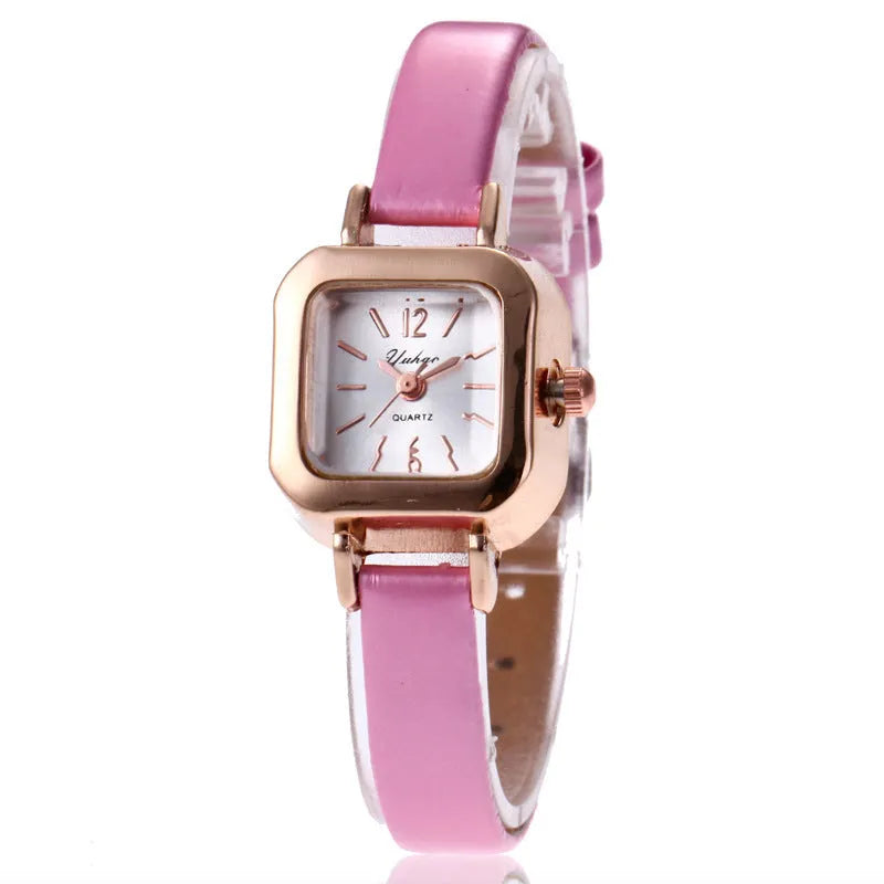 Women's fashion watch with retro art design in alloy case, available in black, white, pink, and brown colours
