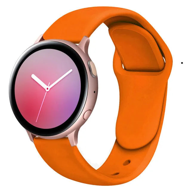 Samsung Galaxy Active 2 black silicone replacement strap with reverse buckle in 20mm width.