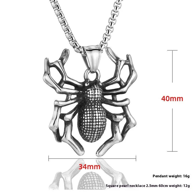 Titanium steel spider totem pendant polished finish unisex punk necklace D64-06