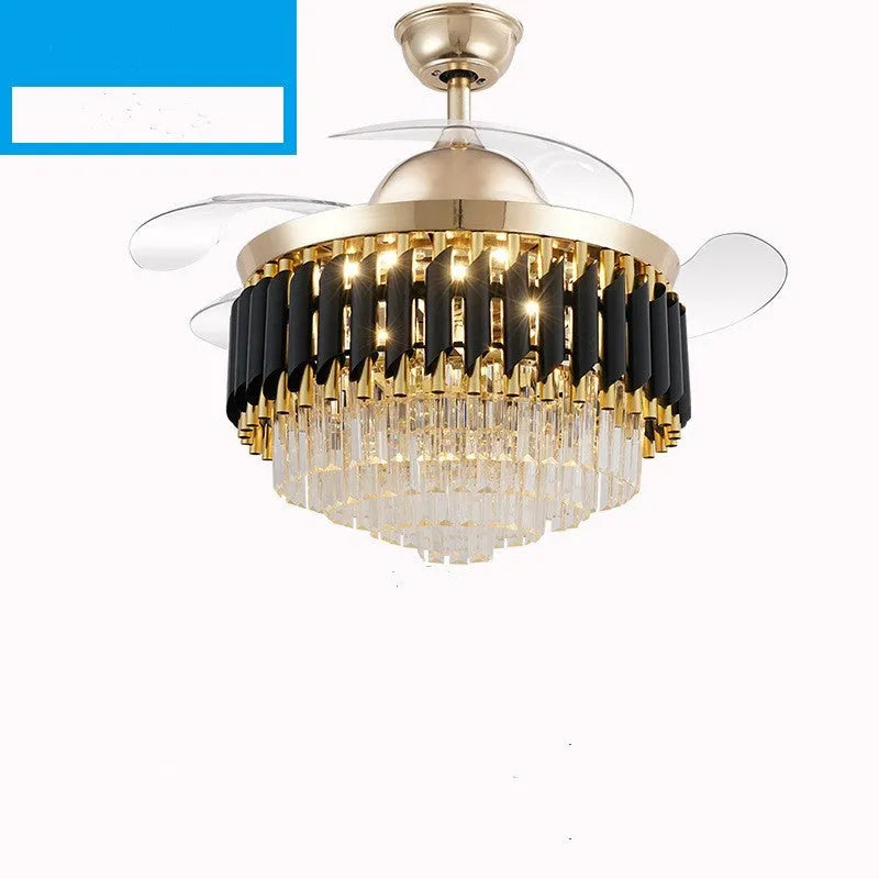 Crystal chandelier ceiling fan light with remote control in 42 inch or 48 inch size options