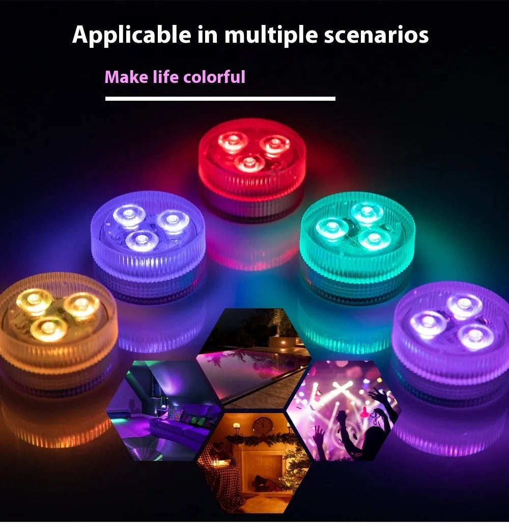 LED waterproof remote control fish tank diving light with plastic housing measuring 35 x 18mm