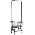 Single rod pulley storage car for wardrobe organisation with iron construction and caster wheels